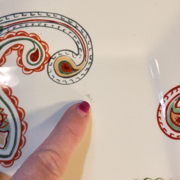 2 Multi Paisley Square Salad Plates Tabletops Gallery 8.25" - Picture 5 of 8